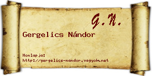 Gergelics Nándor névjegykártya